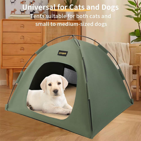 Blue All-Weather Portable Pet Tent with Dual-Sided Cushion & Insect-Proof Mesh – L Size 60 x 60 x 50 cm, Waterproof & Sun-Proof Outdoor Four Corner Dome Kennel for Dogs & Cats Travel Camping