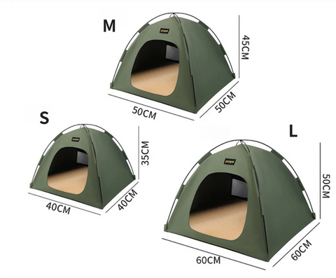 Grey All-Weather Portable Pet Tent with Dual-Sided Cushion & Insect-Proof Mesh – L Size 60 x 60 x 50 cm, Waterproof & Sun-Proof Outdoor Four Corner Dome Kennel for Dogs & Cats Travel Camping