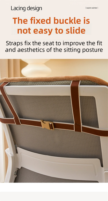 Khaki Premium Quilted Plush Integrated Seat Cushion & Backrest – Thickened Lumbar Support Pad with Detachable Armrests, Secure Buckle and Washable Cover for Office Chair Long Sitting