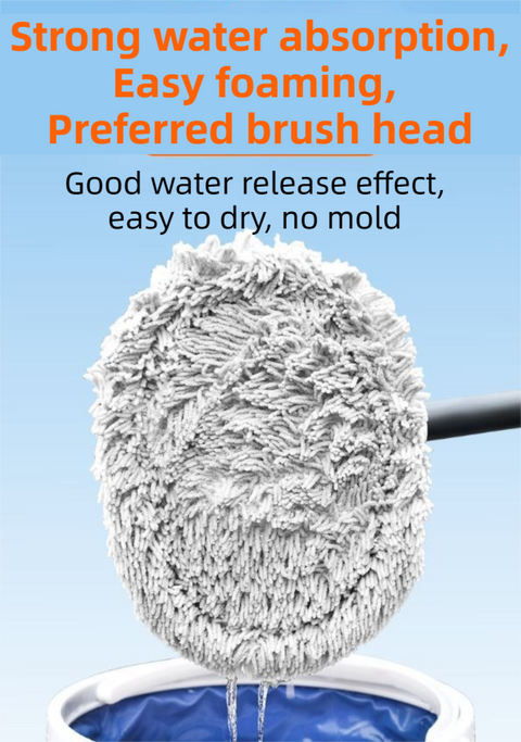 Professional Telescopic(55-120cm) Car Microfiber Wash Mop with 2 Brush Cover - 90° Rotating Detachable Brush Head, 15° Ergonomic Curved Rod & Handle - Durable Aluminum Alloy Chenille Brush for Car, Home and Window Cleaning