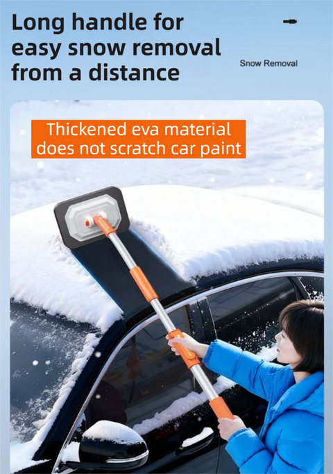 Orange 21° Curved Car Wash Mop and Snow Scraper with 180° Rotating Detachable Pole & 2 x Extra Large Microfiber Brush Cover – 2 Section Telescopic (58–101.5 CM) Aluminum Alloy Cleaning Brush for Vehicle and Home Care