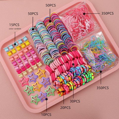 895-Piece Cute Hair Accessories Gift Set with Elastic Rubber Bands - Perfect Gift for Girls