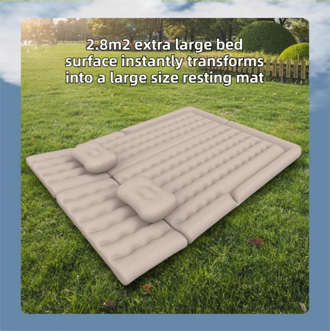 Black Multi-Chamber Car Inflatable Air Mattress with Electric Pump, Storage Bag & Pillows for Universal Trunk Sleeping and Camping (174 x 126 CM)
