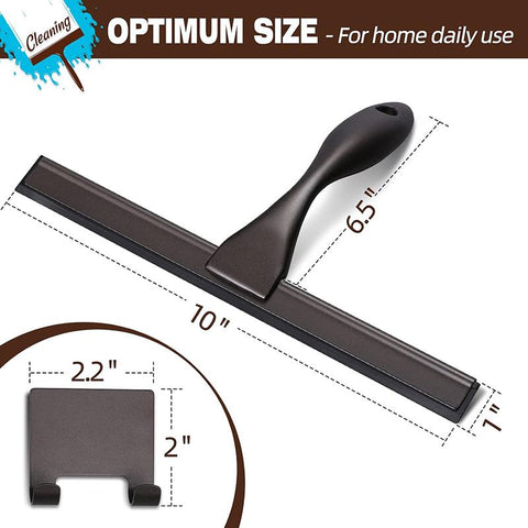 Silver Stainless Steel Glass Squeegee for Car Windshield & Countertop - 10 inch Hydrophobic Window Cleaner and Squeegee Blade with Adhesive Holder Hook & 4 Replacement Silicone Blades