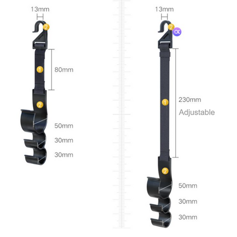 2PCS Multifunctional Car Seat Back Triple Hooks Organizer for Purses Umbrellas Bags – Heavy Duty 15kg Easy Install Headrest Hangers for Car Interior Storage, Adjustable 23cm