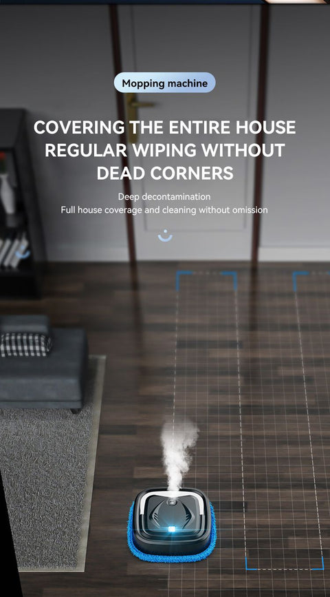 Black P6 Smart Robotic Mop and Floor Cleaner for Full Home Cleansing – High Power, Wet & Dry Dual Use, Obstacle Sensing, Spray Humidifier, 2.5H USB Rechargeable Long Battery Life and 8cm Low-Profile Body, Large 25X 25CM Advanced Mopping Pad (EOFY Promotio