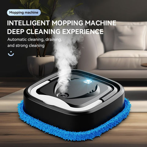 White P6 Smart Robotic Mop and Floor Cleaner for Full Home Cleansing – High Power, Wet & Dry Dual Use, Obstacle Sensing, Spray Humidifier, 2.5H USB Rechargeable Long Battery Life and 8cm Low-Profile Body, Large 25X 25CM Advanced Mopping Pad (EOFY Promotio