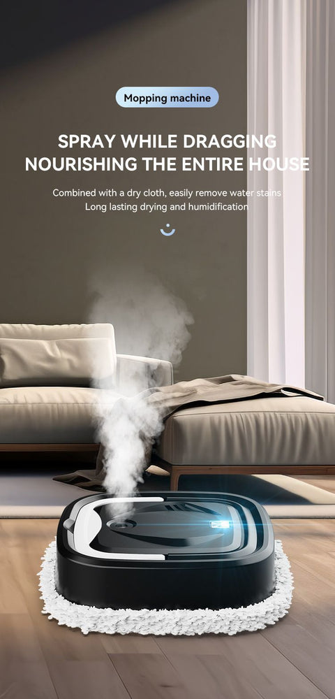 White P6 Smart Robotic Mop and Floor Cleaner for Full Home Cleansing – High Power, Wet & Dry Dual Use, Obstacle Sensing, Spray Humidifier, 2.5H USB Rechargeable Long Battery Life and 8cm Low-Profile Body, Large 25X 25CM Advanced Mopping Pad (EOFY Promotio