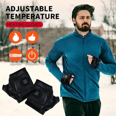 1 Pairs Wireless Electric 3 Levels Heated Fingerless Gloves  with Windproof Waterproof PU Leather, USB-C Rechargeable Outdoor Activities Hand Warmer for Men Women Riding Home Office