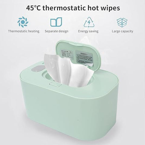 White Portable USB Baby Wipe Warmer with LED Display and Top-Heating Moisture Protection – Intelligent Constant Temp Dispenser Case for Travel and Home