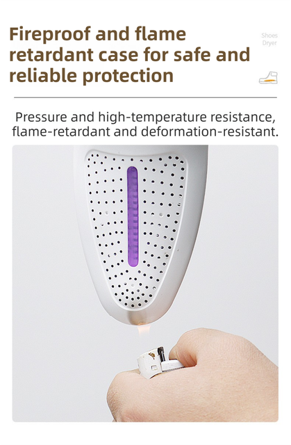 1 Pairs White Portable USB Shoe Dryer – Intelligent Constant Temp Boot Warmer Built-In Violet Light for Deodorising & 360° All-Round Cyclic Thermal Drying