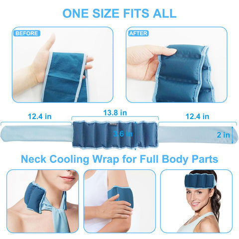 Green and Grey Reusable Evaporative Physical Cooling Scarf – Long Ice Neck Wrap Bandana with Hydrogel Crystals for Outdoor Sports, Fitness & Heatwave Alleviation