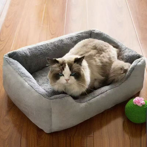 50x40x15CM Grey Premium Plush Pet Bed and Cozy Cushion Mat with Removable Flannel Cover & Non-Slip Waterproof Oxford Bottom for Cats Dogs Car & Home Universal Use