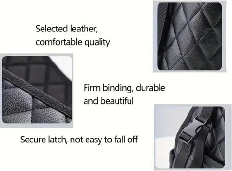 Multifunctional Quilted Leather Car Between-Seat Organizer with Adjustable Buckles and Armrest Box Support – Large Capacity Car Interior Pocket for Handbags Phones Drinks