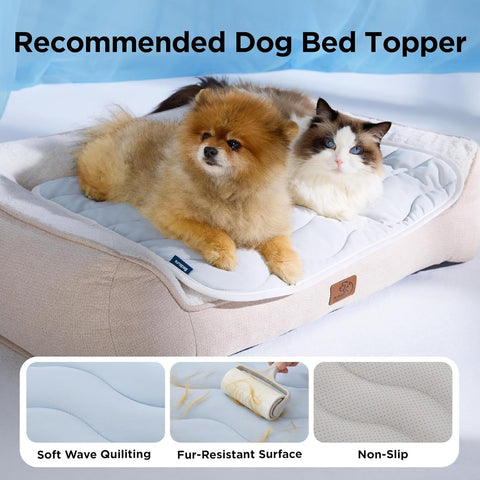 150 x 101 CM Grey Premium Wave Quiltied Pet Cooling Mat - Washable Self-Cooling Blanket with Anti-Stick Hair Surface & Non-Slip Base for Cats Dogs and Human Versatile Use