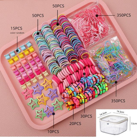 780-Piece Cute Hair Accessories Gift Set with Elastic Rubber Bands & Hair Clips Organizer Box - Perfect Gift for Girls