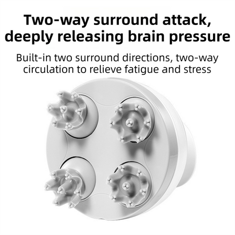 White Wireless Electric Scalp Massager with 28 Soft Silicone Massage Claws Storage Base - Rechargeable Hand-Simulated 4D Deep Kneading Head Massage Device for Humans and Pets