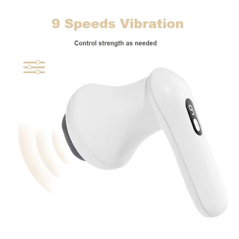 White Wireless Multi Function Fat Burning & Body Shaping Massager with 9 Speed Levels, 5 Massage Heads, Smart Digital Display and Type-C Charging - Portable Slimming Vibration Machine for Muscle Relaxation Sculpting