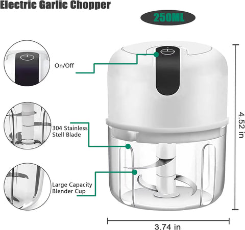 Pink 250ML Electric Mini Food Processor & Garlic Chopper with 3 Stainless Steel Blades & USB Charging – Portable Smasher & Meat Grinder for Vegetable,Chili,Fruits,Ginger and Baby Food,Seasoning