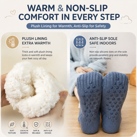 Winter Cozy Warm Loungewear Gift Set – 170 × 200CM Dark Grey Flannel Fleece Wearable Blanket with Adjustable Sleeves Large Front Pocket and Back Velcro Closure, Free XL Size Sherpa Fleece Cable Knit Anti-Slip Slipper Socks for Home Relaxation