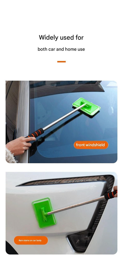 Black Telescopic Car Windshield Cleaning Brush with 3 Replacement Microfiber- Aluminium Alloy Extendable Handle, 180° Rotatable Microfibre Head, Anti-Fog & Streak-Free Glass Wiper for Car & Home Use, Soft Grip Foam Handle