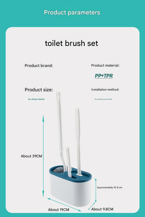 White Toilet Brush Set with Holder - 3-in-1 Wall Mounted Bathroom Cleaning Kit, TPR Soft Bristle & 360° Globe Brush, No-Drill Adhesive Base, Space Saving Design for Home, Apartment, Rental
