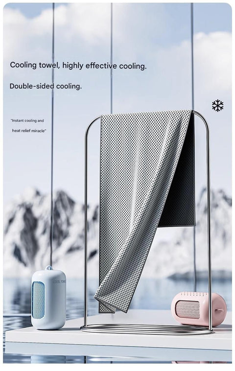 Sky blue Cooling Towel with Silicone Case - Quick Dry Ice Towel for Sports, Gym, Running, Hiking, Breathable Microfiber Fabric with Instant Cooling Effect, Portable Lightweight Design