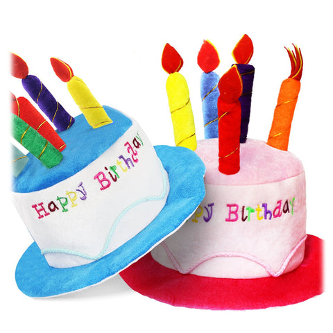 2-piece Blue Plush Birthday Cake Hat Set - Novelty Party Accessory with Matching Glasses, Fun Photo Prop for Adults and Kids