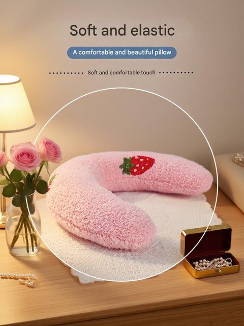 Yellow Pet U-Shaped Pillow - Soft Teddy Velvet Neck Support Cushion for Dogs and Cats, Deep Sleep Aid with Embroidered Design, Lightweight and Comfortable Pet Bed Accessory