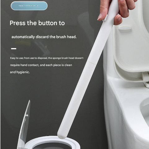 White and Grey Disposable Toilet Brush with Wall Mount Holder set - No Touch Replacement System, 360 Degree Rotating Head with Built-in Cleaning Solution, Space Saving Bathroom Cleaner for Homes