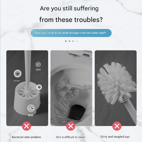 Beige Disposable Toilet Brush with Wall Mount Holder set - No Touch Replacement System, 360 Degree Rotating Head with Built-in Cleaning Solution, Space Saving Bathroom Cleaner for Homes
