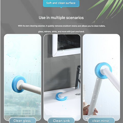Beige Disposable Toilet Brush with Wall Mount Holder set - No Touch Replacement System, 360 Degree Rotating Head with Built-in Cleaning Solution, Space Saving Bathroom Cleaner for Homes