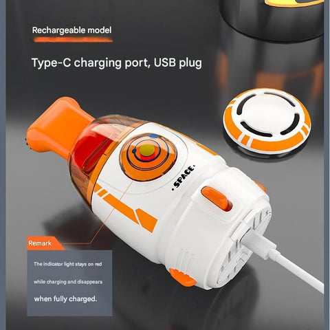 Grey Rocket Desktop Vacuum Cleaner - USB Rechargeable, 500mAh Battery, Two Types of Suction Nozzles, Transparent Dustbin - Compact Handheld Vacuum for Keyboard, Eraser Shavings, Desk & Car Cleaning