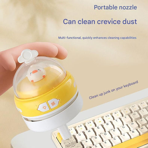 Blue-Duck Mini Animal Desktop Vacuum Cleaner - USB Rechargeable, Night Light, 2-Speed Suction, Detachable & Washable - Portable Handheld Cleaner for Keyboard, Eraser Shavings, Desk