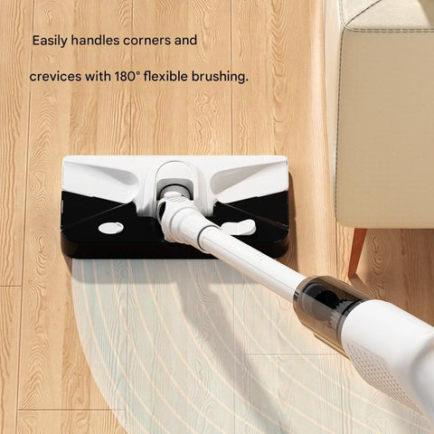 White Cordless Vacuum and Mop Combo - 6kPa Suction, 2000mAh Battery, 180° Flexible Floor Brush, Washable Filter - 2-in-1 Wet Dry Stick Vacuum Cleaner for Hard Floors, Tiles and Carpet