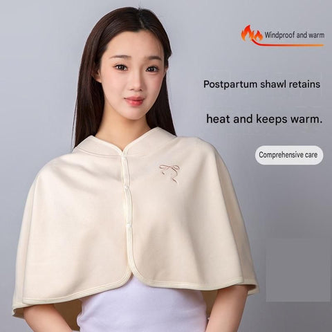 Beige Maternity Nursing Shoulder Wrap Cape – Ultra Soft Sakura Fleece Postpartum Shawl, Windproof Warm Nursing Cover for Breastfeeding, Pregnancy & Winter Comfort