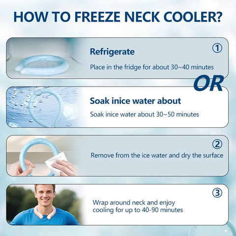 Blue PCM Neck Cooler Tube - Upgraded Phase Change Material Cooling Ring - Lightweight 135g, No Sweat, Long Lasting Relief for Sports, Office, and Outdoor Heat Stroke Prevention