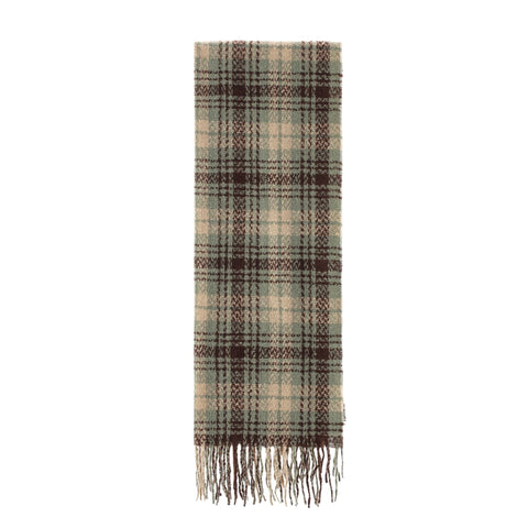 Striped Wool-Blend Beanie & Plaid Fringed Scarf Set — Soft Knit Hat (36 x 26 cm) and Oversized Shawl (200 x 65 cm); A Must-Have for Christmas and Cold Weather