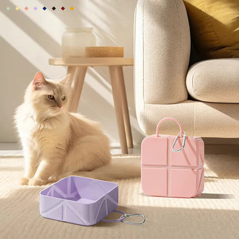 2-Pack Blue Portable Silicone Pet Travel Bowl - Foldable Outdoor Water & Food Dish for Dogs & Cats - Eco-Friendly, Lightweight & Durable with Aluminum Carabiner for Walking, Hiking & Camping