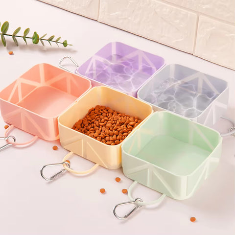 2-Pack Blue Portable Silicone Pet Travel Bowl - Foldable Outdoor Water & Food Dish for Dogs & Cats - Eco-Friendly, Lightweight & Durable with Aluminum Carabiner for Walking, Hiking & Camping