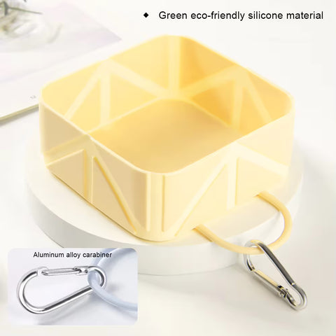 2-Pack Blue Portable Silicone Pet Travel Bowl - Foldable Outdoor Water & Food Dish for Dogs & Cats - Eco-Friendly, Lightweight & Durable with Aluminum Carabiner for Walking, Hiking & Camping