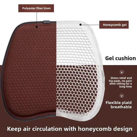 Gray Universal Honeycomb Gel Seat Cushion - Breathable Cooling Pad for Car & Office - Ergonomic Pressure Relief & Non-Slip Design for Long Sitting