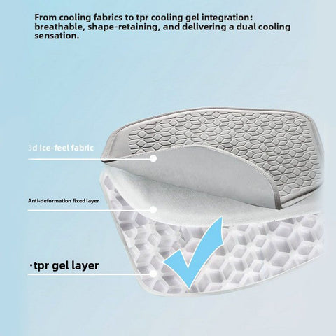 Black Universal Cooling Gel Seat Cushion - TPR Breathable Honeycomb Pad for Car & Office Chair