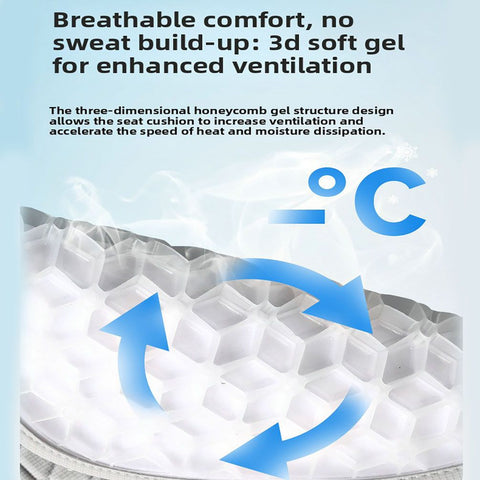 Green Universal Cooling Gel Seat Cushion - TPR Breathable Honeycomb Pad for Car & Office Chair