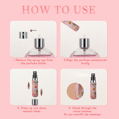 3 Pack Pink 5ml Portable Perfume Atomizer Keychain Butterfly Charm Floral Refillable Travel Spray Bottle Set - Same Design