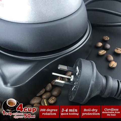 High Pressure Electric Moka Coffee Maker/Cafeteria Espresso 4Cup PC & Aluminum Moka Coffee Pot