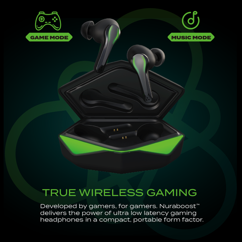 Matte Black Nuraboost Edge Ultra Low Latency Bluetooth 5.0 Gaming True Wireless Earbuds - Free AU/NZ Shipping