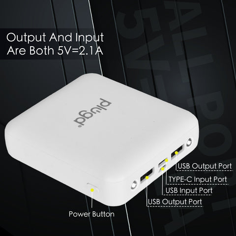 5000mAh Fast Charge Power Bank with 4 Built-in Cables and LED Lights