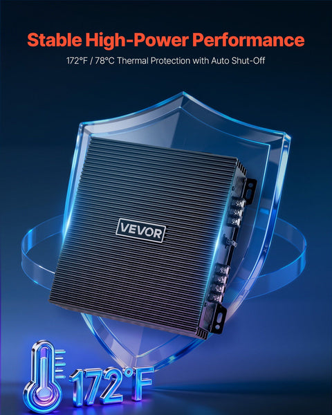 Car Audio Amplifier, 2-Channel Bridgeable Car Amplifier, Full-Range Class AB Stereo Amp, Max. 2 x 300W at 4 Ohms / 2 x 600W at 2 Ohms, High Output, for SUVs, Pickups, and Off-Road Vehicles