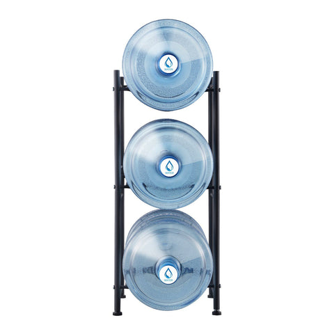 3 Tiers Water Jug Holder, 5 Gallon Water Bottle Holder, Single Row Water Bottle Rack for 3 Bottles, Heavy Duty Water Jug Rack for Kitchen, Office, Living Room, Black